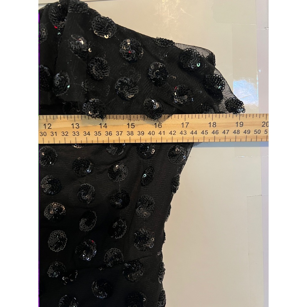 Three Pink Hearts Black Sequin Floral Mesh Mini Dress 26T4937STI Women's Large - Picture 6 of 8